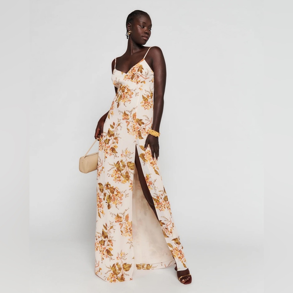 Reformation 4 Pyper Sleeveless Bella Floral Maxi Dress Leg Slit